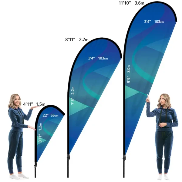 teardrop flag sizes